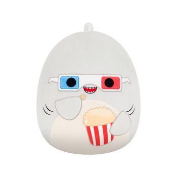 Peluche Squishmallows de 35 cm Gordon le requin gris tenant des pop-corn