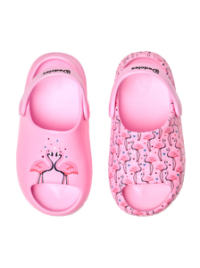Sabots chunky rigolos pour bébés Cœurs et Flamants roses