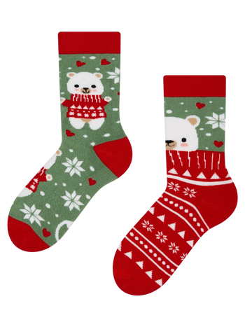 Chaussettes chaudes rigolotes pour enfants Ours portant une écharpe