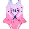 Maillot de bain rigolo pour filles Cœurs et Flamants roses