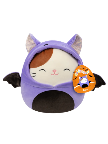 Peluche Squishmallows de 20 cm Cam le chat en costume de chauve-souris violette