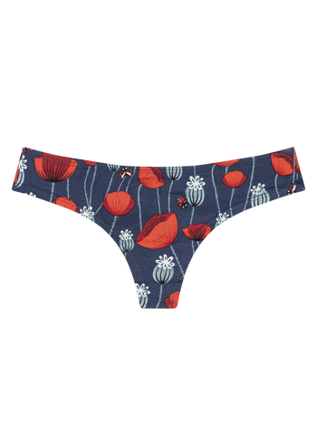 Culotte brésilienne rigolote pour femmes Coccinelles et fleurs de pavot