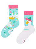 Chaussettes rigolotes pour enfants Oies et fleurs