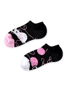 Socquettes rigolotes pour baskets Chat et balle