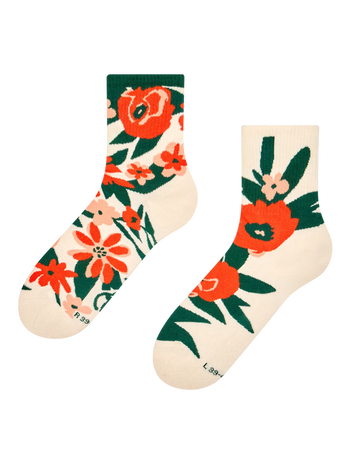 Chaussettes mi-mollet rigolotes Jardin de coquelicots
