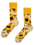 Chaussettes rigolotes en fibres de bambou Tournesol en fleurs