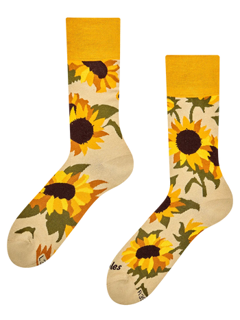 Chaussettes rigolotes en fibres de bambou Tournesol en fleurs