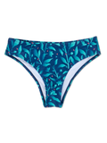 Culotte bikini taille moyenne Fleurs turquoises