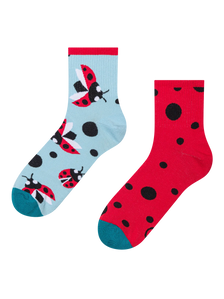 Chaussettes mi-mollet rigolotes Coccinelles et points