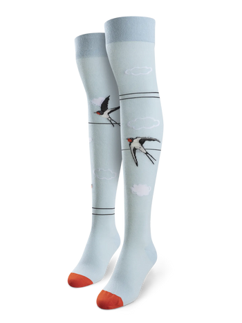 Chaussettes rigolotes hautes au-dessus des genoux Hirondelles