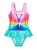 Maillot de bain rigolo pour filles Papillon arc-en-ciel