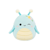 Peluche Squishmallows de 20 cm Giles la sauterelle bleue décoré de fleurs faisant un clin d'œil
