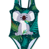 Maillot de bain rigolo pour filles Koala et feuilles