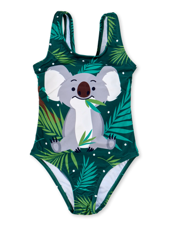 Maillot de bain rigolo pour filles Koala et feuilles
