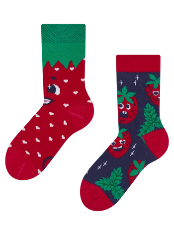 Chaussettes rigolotes pour enfants Fraises joyeuses