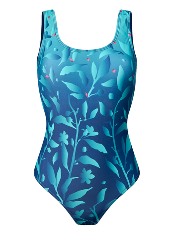 Maillot de bain une pièce rigolo Fleurs turquoises