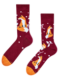 Chaussettes rigolotes en fibres de bambou Renard et feuilles