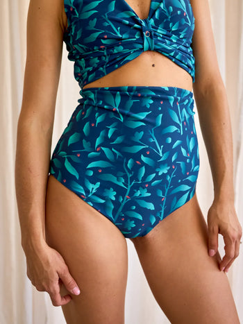 Culotte bikini MagicMix pour femmes Fleurs turquoises