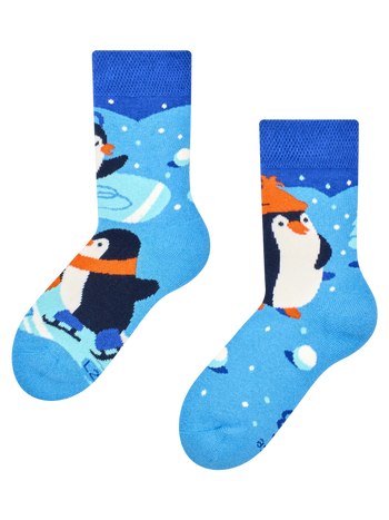Chaussettes chaudes pour enfants Manchots patinant