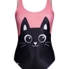 Maillot de bain une pièce rigolo pour femmes Chaton noir
