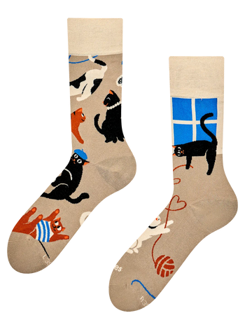 Chaussettes rigolotes en fibres de bambou Chats amoureux