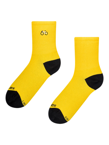Chaussettes mi-mollet côtelées Cycliste en jaune