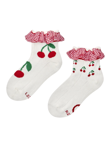 Chaussettes cutecore pour filles Cerises pour pique-nique