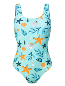 Maillot de bain une pièce rigolo pour femmes Coquillages