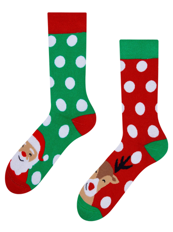 Chaussettes chaudes rigolotes Père Noël et Rudolph