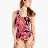 Maillot de bain une pièce rigolo pour femmes Couleurs liquides