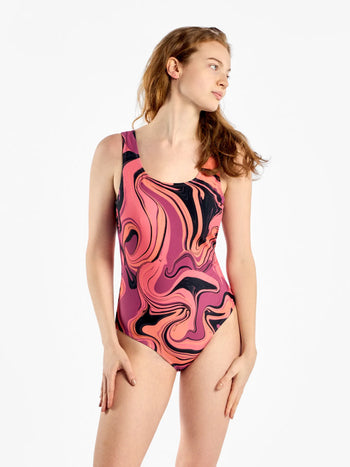 Maillot de bain une pièce rigolo pour femmes Couleurs liquides