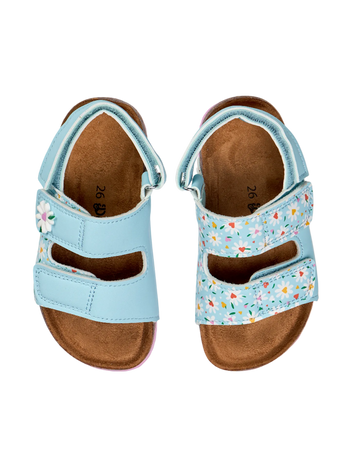 Sandales en liège pour enfants Petits coeurs et marguerites
