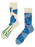 Chaussettes rigolotes en fibres de bambou Papillon bleu