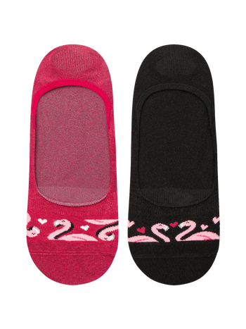 Chaussettes invisibles rigolotes Flamants et cœurs