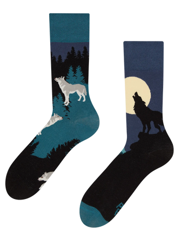 Chaussettes rigolotes Loup hurlant à la pleine lune