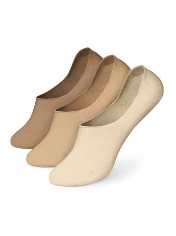 Paquet de 3 paires de chaussettes invisibles en coton Naturel