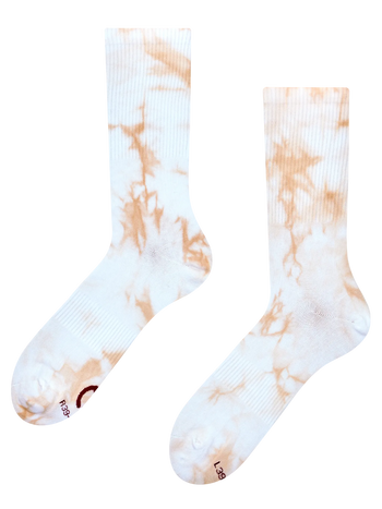Chaussettes côtelées tie-dye beige