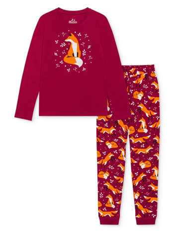 Pyjama rigolo pour femmes Renard et feuilles
