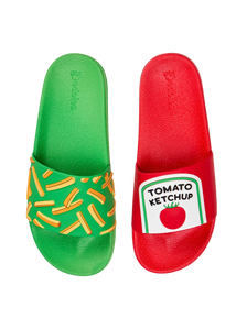 Sandales rigolotes pour enfants Frites et ketchup