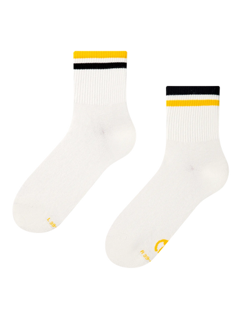 Chaussettes mi-mollet à rayures jaune et noir