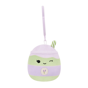 Porte-clés peluche Squishmallows de 9 cm Latchmi le latte matcha lavande