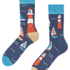 Chaussettes rigolotes en fibres de bambou Phare et bateaux à voile