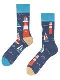Chaussettes rigolotes en fibres de bambou Phare et bateaux à voile