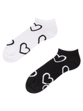 Socquettes rigolotes Petits cœurs noirs et blancs