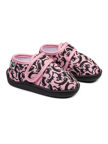 Pantoufles rigolotes à velcro pour enfants Chats roses
