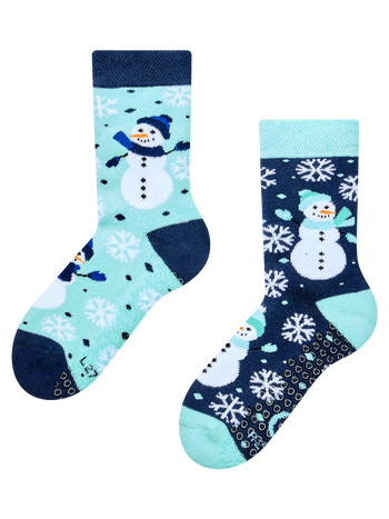 Chaussettes chaudes antidérapantes pour enfants Bonhomme de neige joyeux