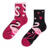 Chaussettes mi-mollet rigolotes Flamants et cœurs