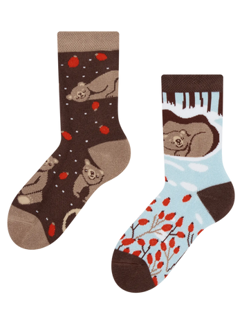 Chaussettes chaudes rigolotes pour enfants Ours en hiver