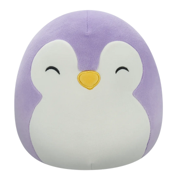 Peluche Squishmallows de 20 cm Elle le pingouin violet aux yeux fermés et au ventre blanc