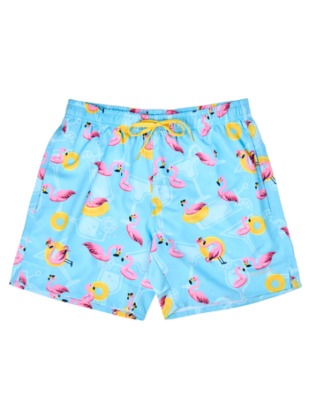 Short de bain rigolo pour hommes Flamants roses en vacances
